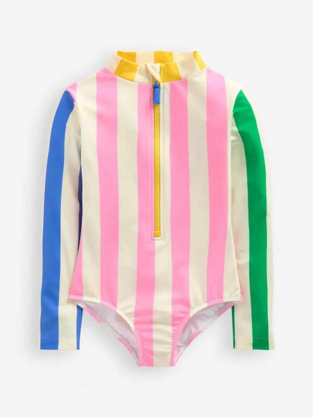 Mini Boden Long-Sleeved Swimsuit Pastel Stripes Sz 5-6Y Coastal Preppy